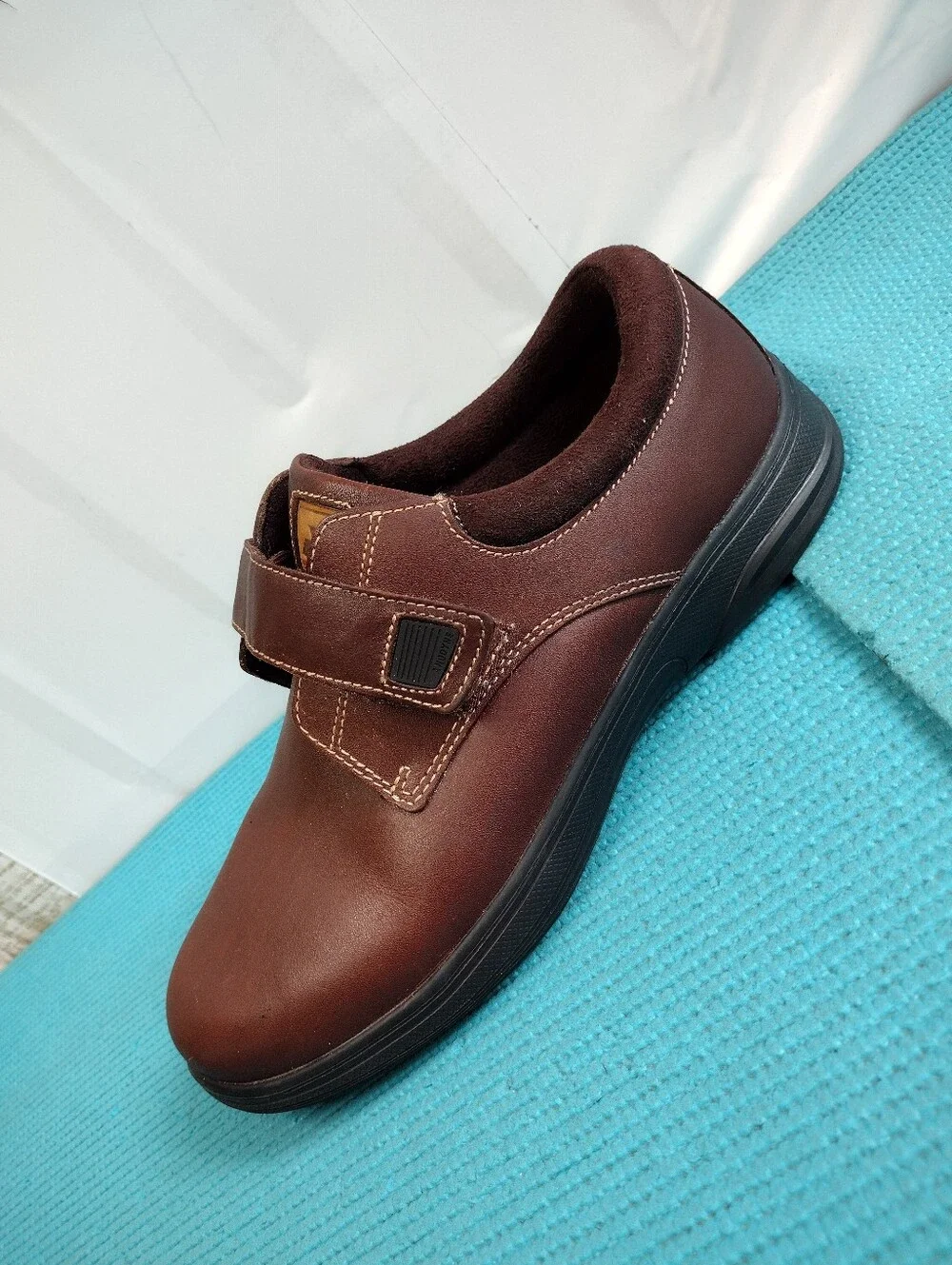 Anodyne No. 64 Men's Diabetic Walking Shoes Brown Leather Hook & Loop 8.5
